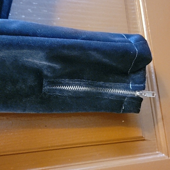 Fate-Blue velour moto jacket cropped with zippers Size Medium. - Picture 5 of 10